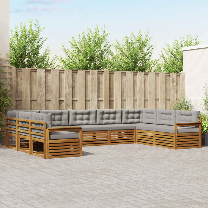 Set de canapele de exterior 9 pcs Gri natural și deschis - WALTI WALTI