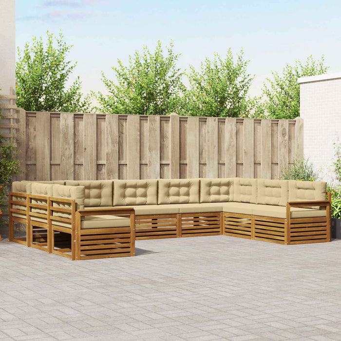 Set de canapele de exterior cu pernă 9 pcs Natural și Bej - WALTI WALTI