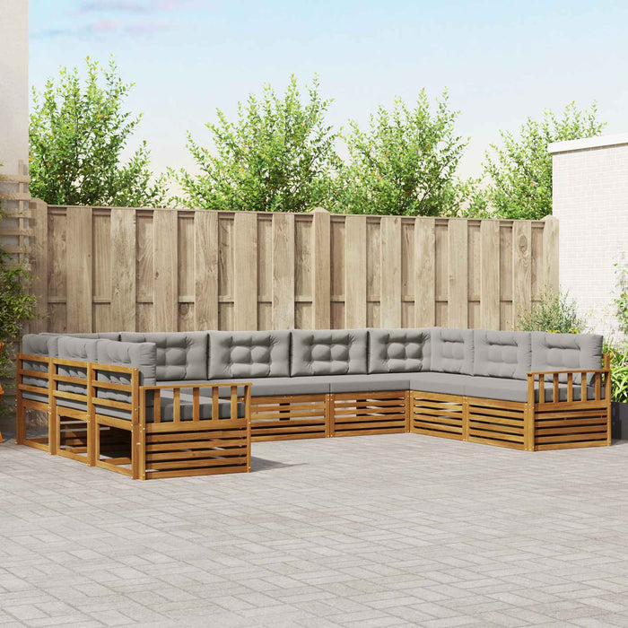 Set de canapele de exterior 9 pcs Gri natural și deschis - WALTI WALTI