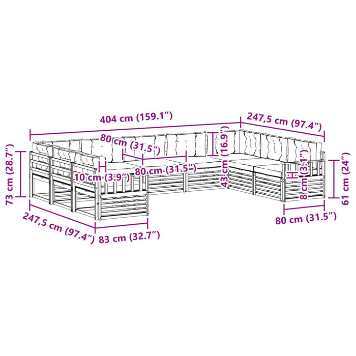 Set de canapele de exterior cu pernă 9 pcs Natural și Bej - WALTI WALTI