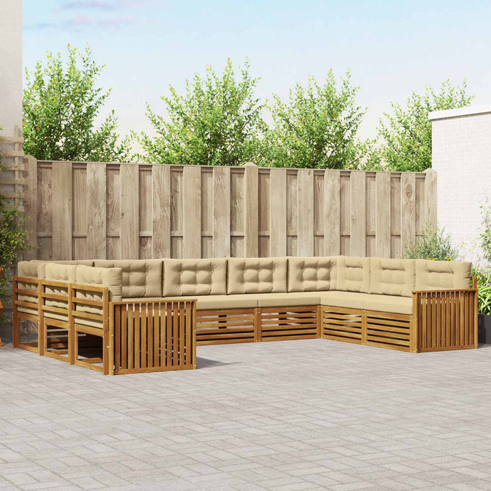 Set de canapele de exterior cu pernă 9 pcs Natural și Bej - WALTI WALTI