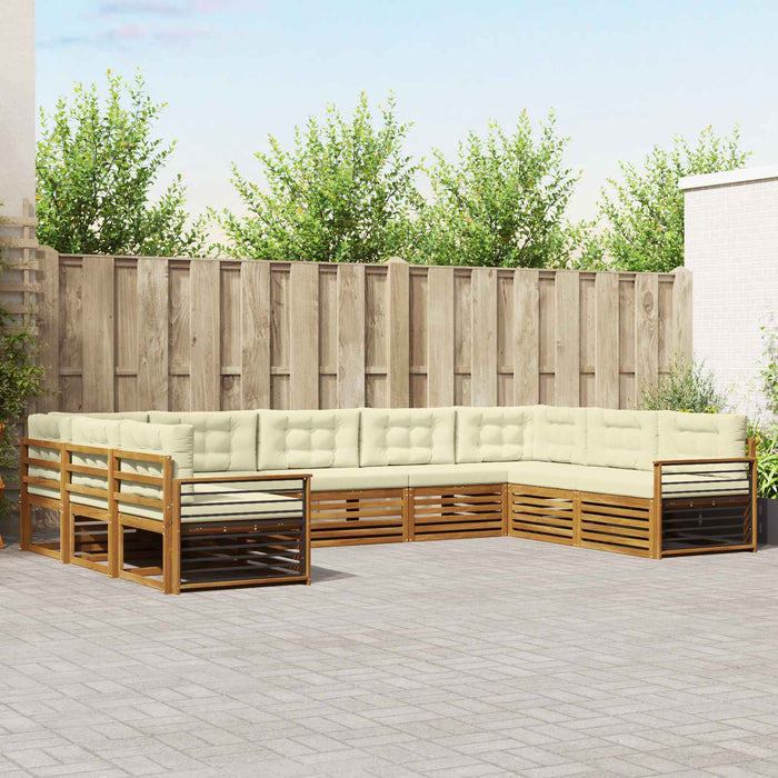 Set de canapele de exterior cu pernă 9 pcs Natural și Crem - WALTI WALTI