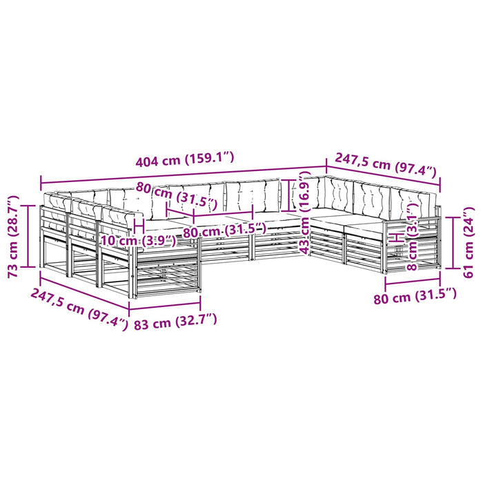 Set de canapele de exterior cu pernă 9 pcs Natural și Crem - WALTI WALTI
