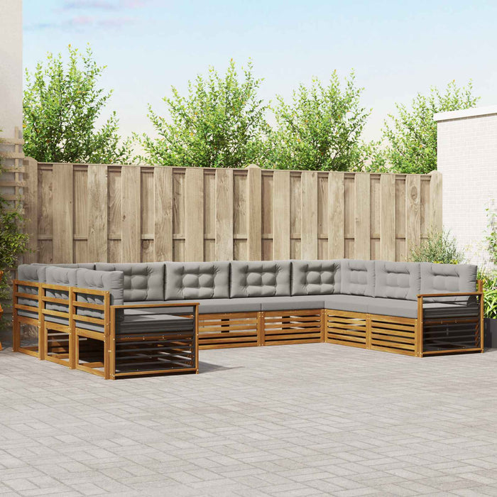 Set de canapele de exterior 9 pcs Gri natural și deschis - WALTI WALTI