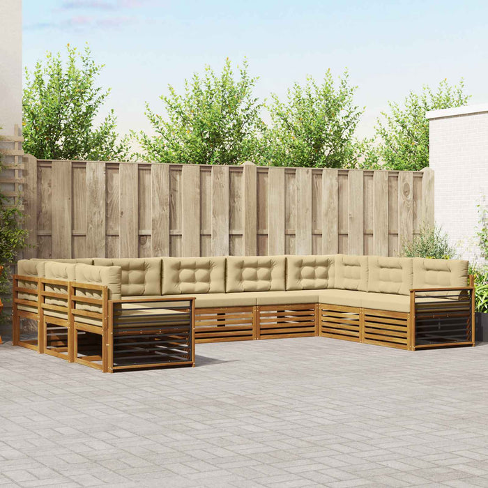 Set de canapele de exterior cu pernă 9 pcs Natural și Bej - WALTI WALTI