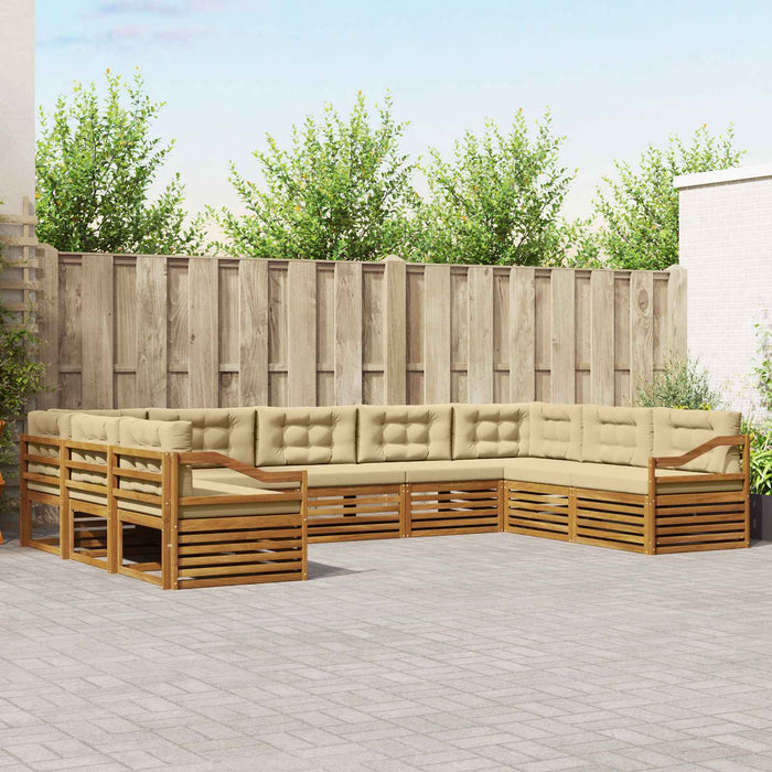 Set de canapele de exterior cu pernă 9 pcs Natural și Bej - WALTI WALTI