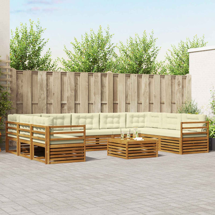 Seturi de canapele 10 pcs Natural și Crem Lemn Solid de Acacia - WALTI WALTI