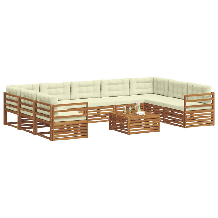 Seturi de canapele 10 pcs Natural și Crem Lemn Solid de Acacia - WALTI WALTI