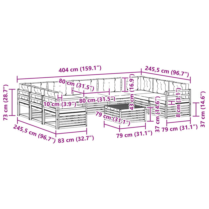 Set de canapele de exterior cu pernă 10 pcs Natural și Antracit - WALTI WALTI