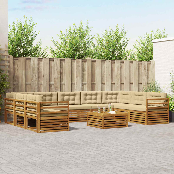 Seturi de canapele 10 pcs Natural și Bej Lemn Solid de Acacia - WALTI WALTI