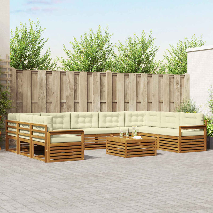 Seturi de canapele 10 pcs Natural și Crem Lemn Solid de Acacia - WALTI WALTI