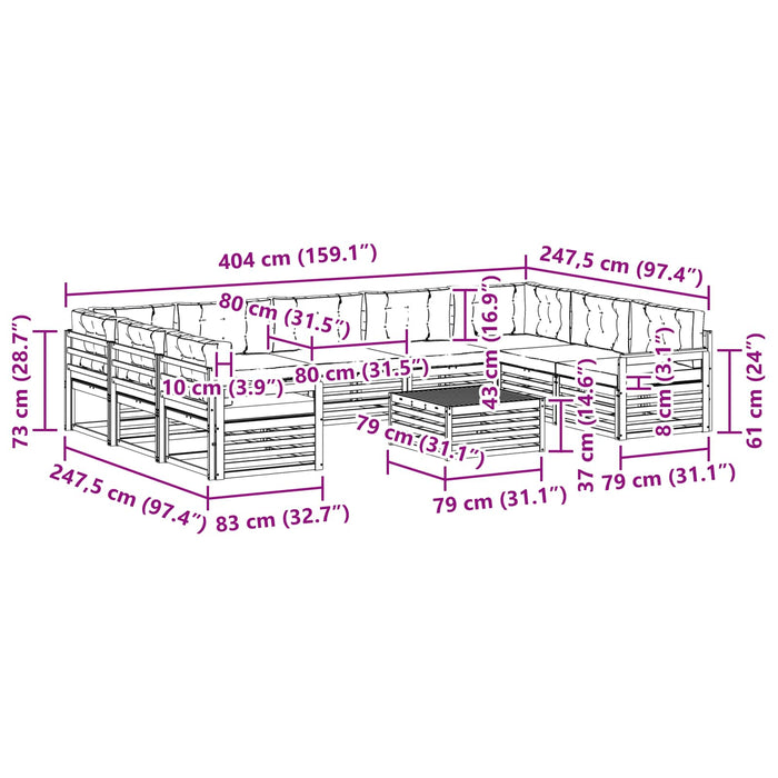 Set de canapele de exterior cu pernă 10 pcs Natural și Antracit - WALTI WALTI