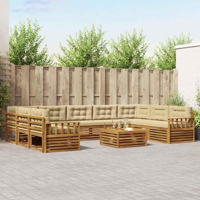Seturi de canapele 10 pcs Natural și Bej Lemn Solid de Acacia - WALTI WALTI