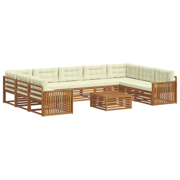 Seturi de canapele 10 pcs Natural și Crem Lemn Solid de Acacia - WALTI WALTI