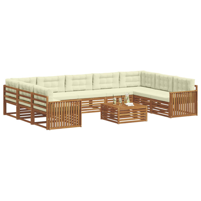 Seturi de canapele 10 pcs Natural și Crem Lemn Solid de Acacia - WALTI WALTI
