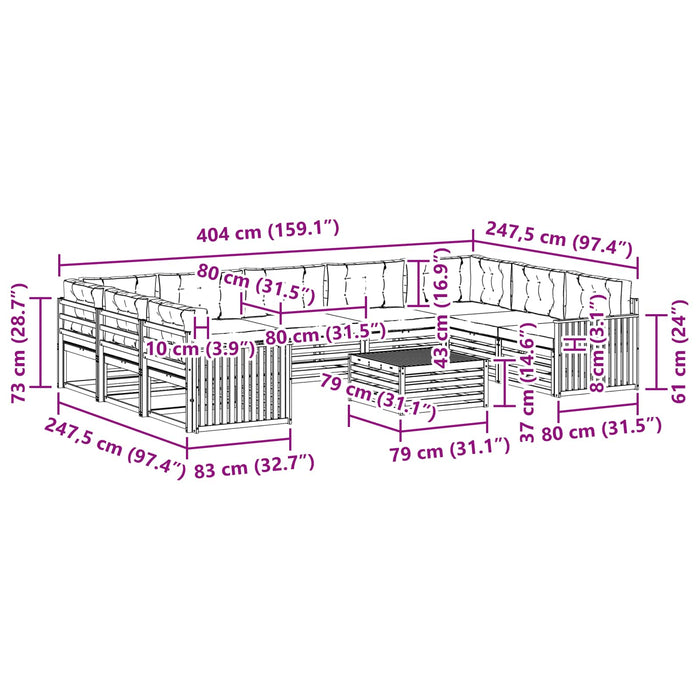 Set de canapele de exterior cu pernă 10 pcs Natural și Antracit - WALTI WALTI