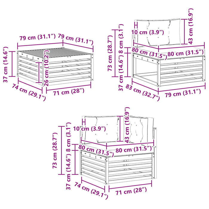 Set de canapele de exterior cu pernă 10 pcs Natural și Antracit - WALTI WALTI