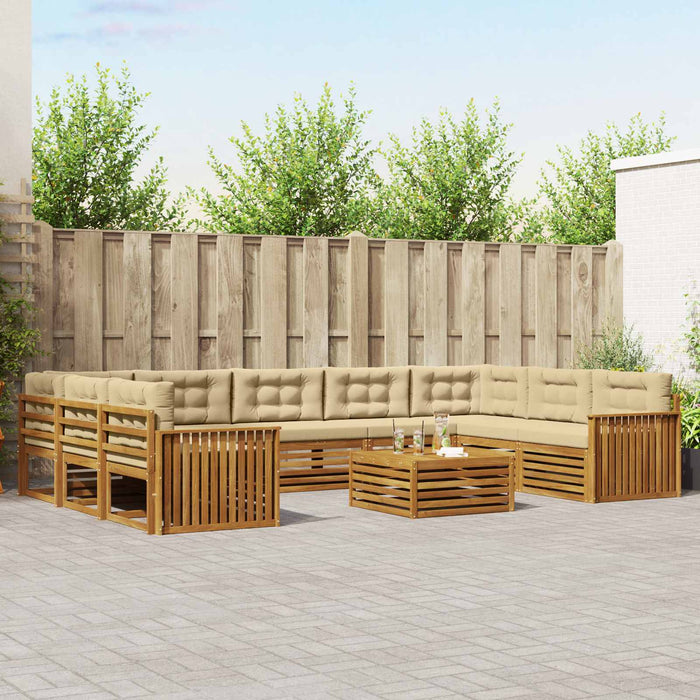 Seturi de canapele 10 pcs Natural și Bej Lemn Solid de Acacia - WALTI WALTI