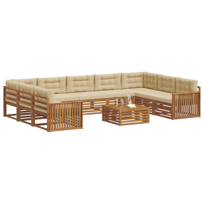 Seturi de canapele 10 pcs Natural și Bej Lemn Solid de Acacia - WALTI WALTI