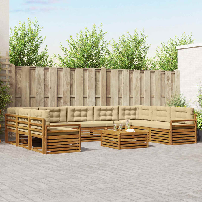 Seturi de canapele 10 pcs Natural și Bej Lemn Solid de Acacia - WALTI WALTI
