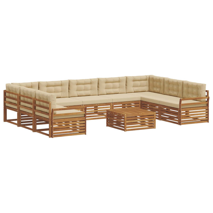 Seturi de canapele 10 pcs Natural și Bej Lemn Solid de Acacia - WALTI WALTI