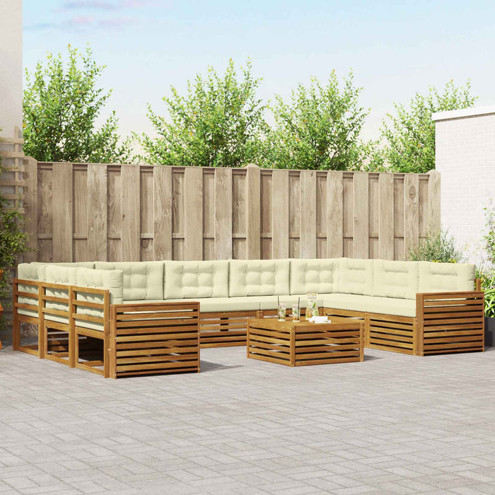 Seturi de canapele 10 pcs Natural și Crem Lemn Solid de Acacia - WALTI WALTI