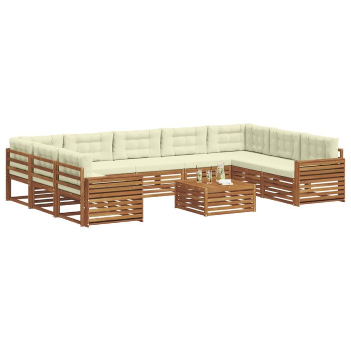 Seturi de canapele 10 pcs Natural și Crem Lemn Solid de Acacia - WALTI WALTI