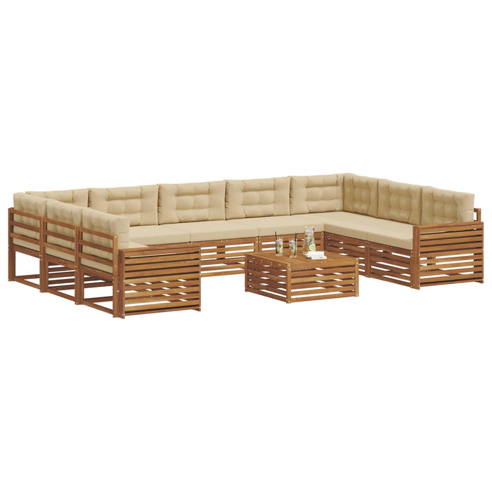 Seturi de canapele 10 pcs Natural și Bej Lemn Solid de Acacia - WALTI WALTI
