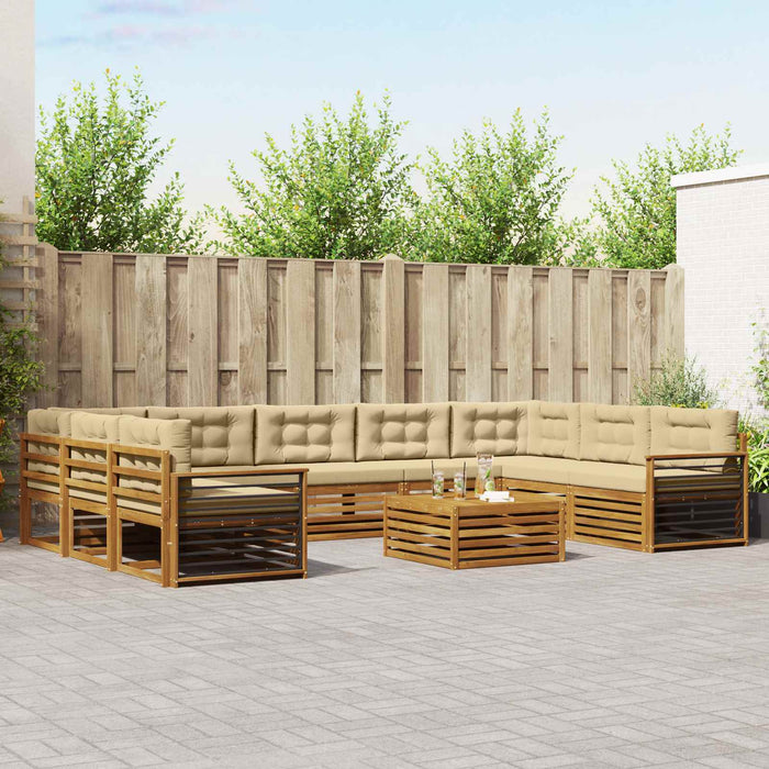 Seturi de canapele 10 pcs Natural și Bej Lemn Solid de Acacia - WALTI WALTI