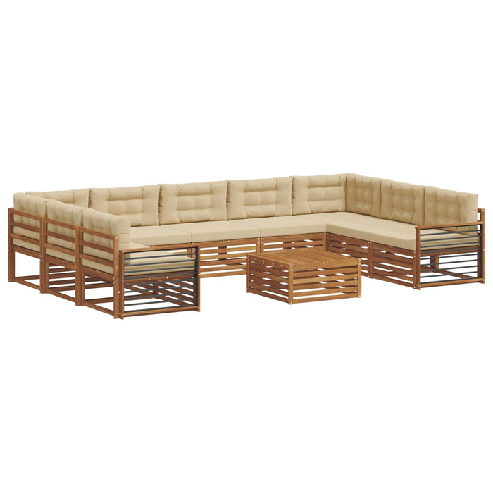 Seturi de canapele 10 pcs Natural și Bej Lemn Solid de Acacia - WALTI WALTI