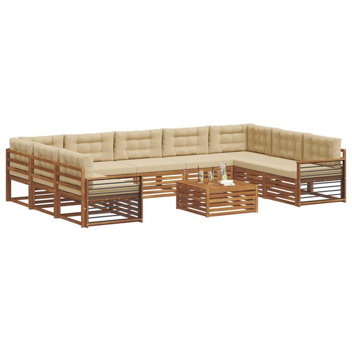 Seturi de canapele 10 pcs Natural și Bej Lemn Solid de Acacia - WALTI WALTI