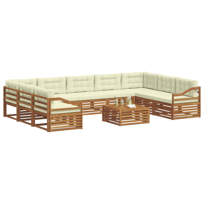 Seturi de canapele 10 pcs Natural și Crem Lemn Solid de Acacia - WALTI WALTI