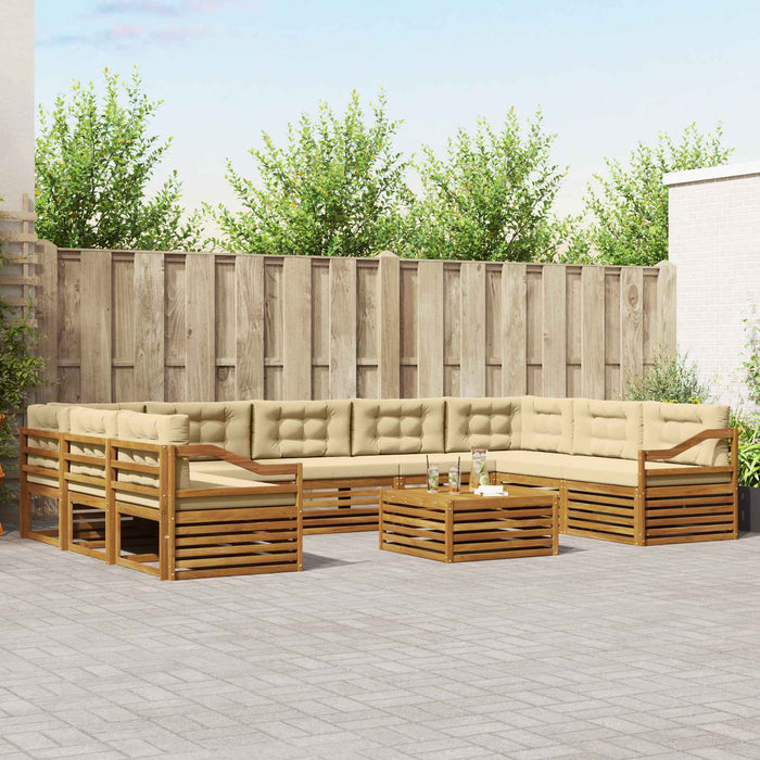 Seturi de canapele 10 pcs Natural și Bej Lemn Solid de Acacia - WALTI WALTI