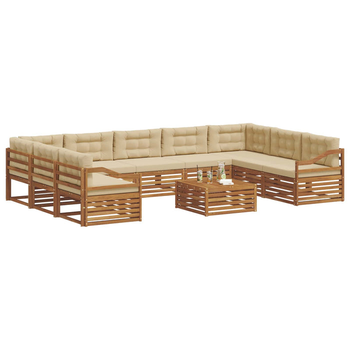 Seturi de canapele 10 pcs Natural și Bej Lemn Solid de Acacia - WALTI WALTI