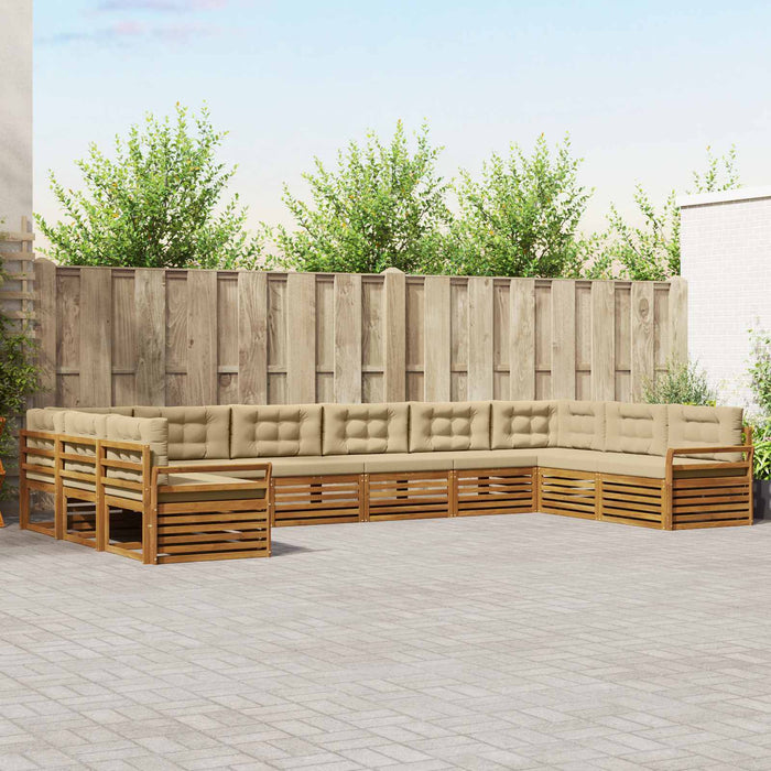 Seturi de canapele 8 pcs Natural și Bej Lemn Solid de Acacia - WALTI WALTI