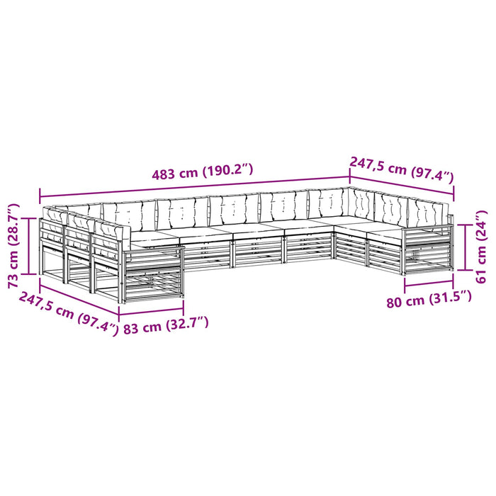 Seturi de canapele cu pernă 10 pcs Gri natural și deschis - WALTI WALTI