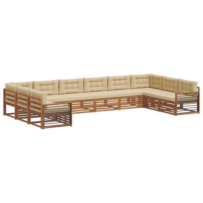 Seturi de canapele 10 pcs Natural și Bej Lemn Solid de Acacia - WALTI WALTI
