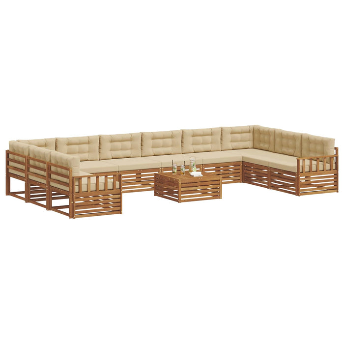 Seturi de canapele 11 pcs Natural și Bej Lemn Solid de Acacia - WALTI WALTI