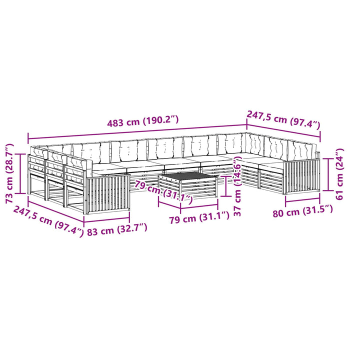 Seturi de canapele cu pernă 11 pcs Gri natural și deschis - WALTI WALTI