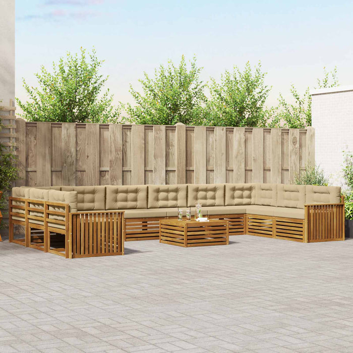 Seturi de canapele 11 pcs Natural și Bej Lemn Solid de Acacia - WALTI WALTI