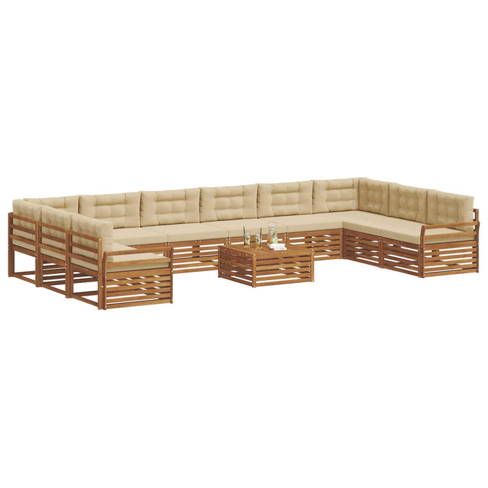 Seturi de canapele 11 pcs Natural și Bej Lemn Solid de Acacia - WALTI WALTI