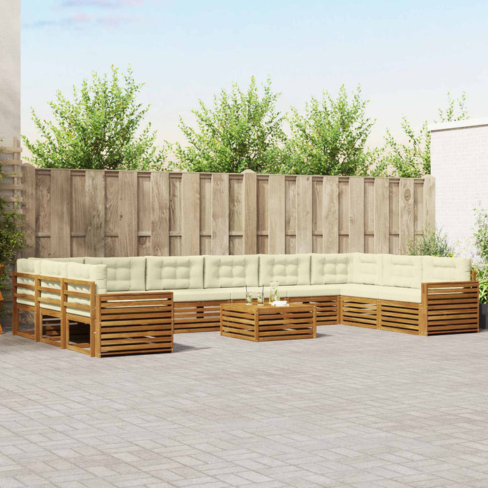 Seturi de canapele 11 pcs Natural și Crem Lemn Solid de Acacia - WALTI WALTI