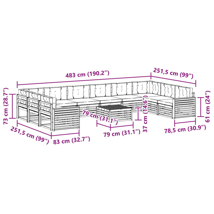 Seturi de canapele cu pernă 11 pcs Gri natural și deschis - WALTI WALTI