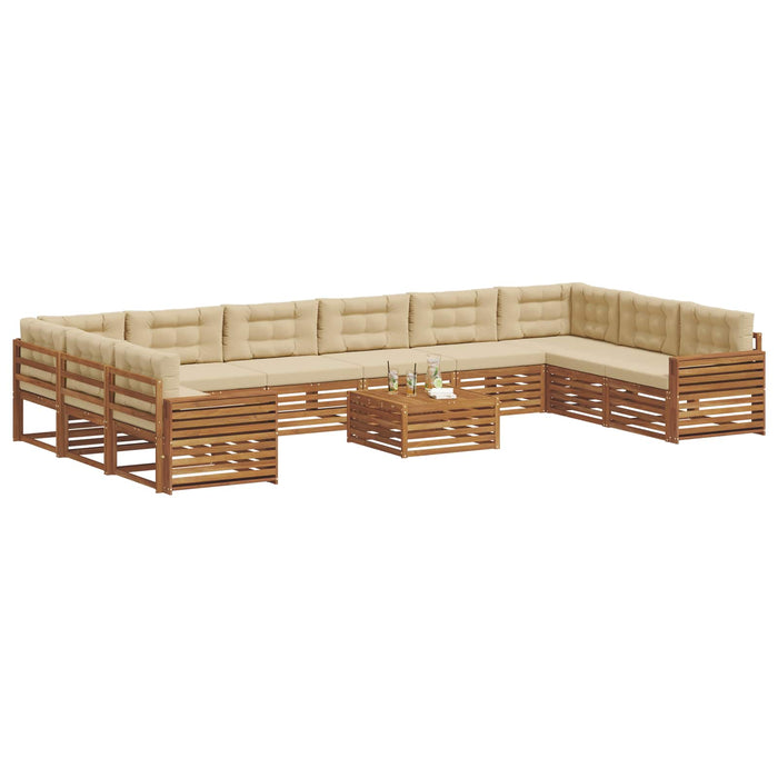 Seturi de canapele 11 pcs Natural și Bej Lemn Solid de Acacia - WALTI WALTI