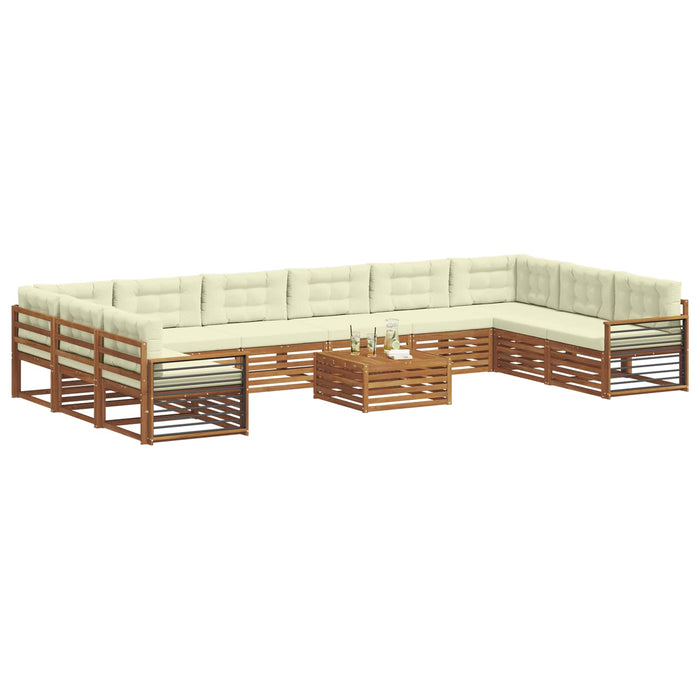 Seturi de canapele 11 pcs Natural și Crem Lemn Solid de Acacia - WALTI WALTI