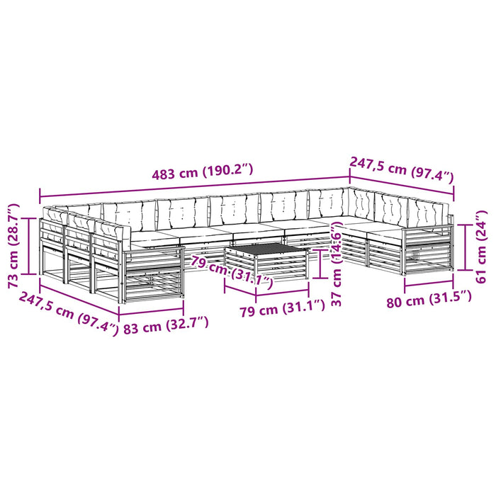Seturi de canapele cu pernă 11 pcs Gri natural și deschis - WALTI WALTI