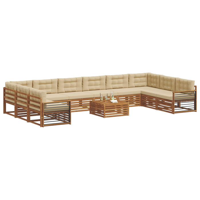 Seturi de canapele 11 pcs Natural și Bej Lemn Solid de Acacia - WALTI WALTI