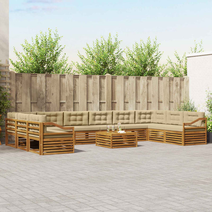 Seturi de canapele 11 pcs Natural și Bej Lemn Solid de Acacia - WALTI WALTI