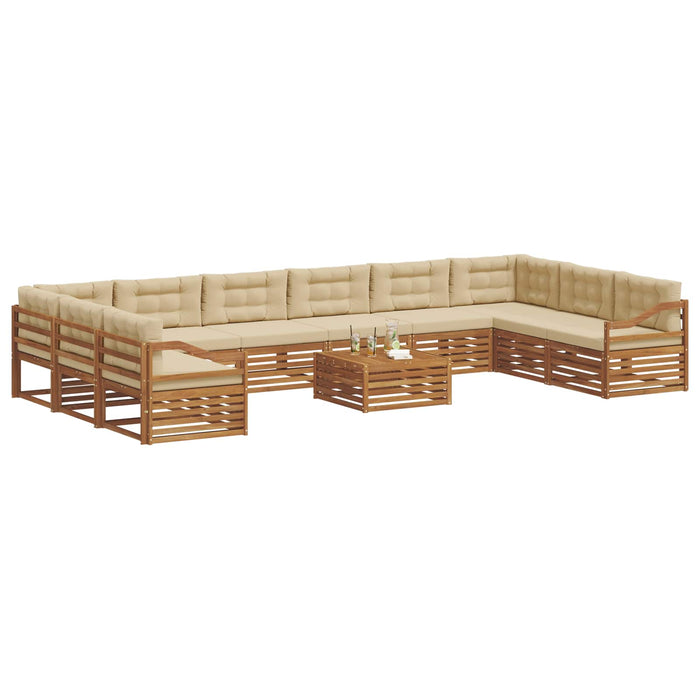 Seturi de canapele 11 pcs Natural și Bej Lemn Solid de Acacia - WALTI WALTI