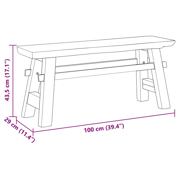 bancă natural 100 x 29 x 43,5 cm Lemn solid de tec - WALTI WALTI